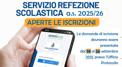 APERTE LE ISCRIZIONI  PER IL SERVIZIO DI REFEZIONE SCOLASTICA  A.S. 2025/2026. 