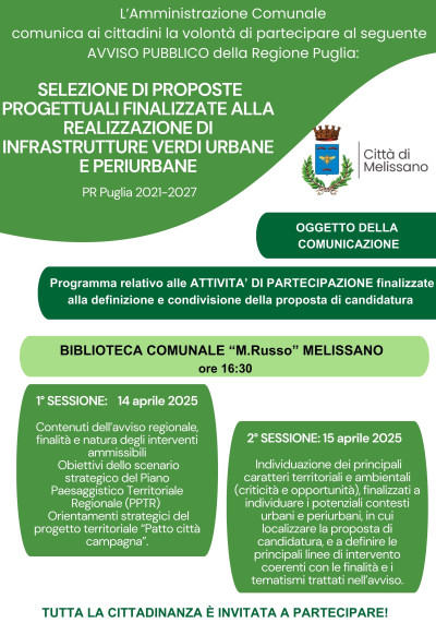 SELEZIONE DI PROPOSTE PROGETTUALI FINALIZZATE ALLA REALIZZAZIONE DI INFRASTRU...
